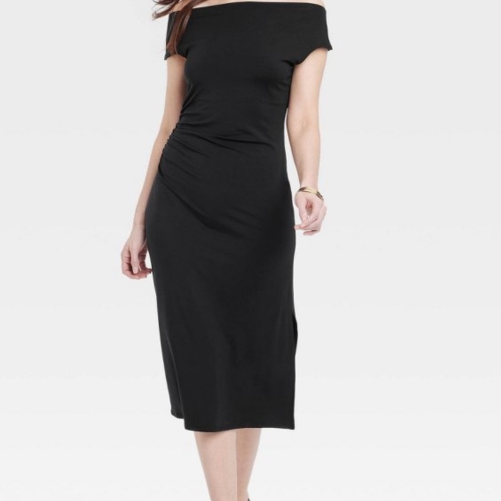 Target Off-Shoulder Black Midi Dress